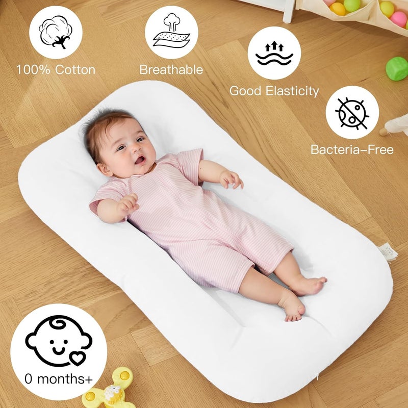 PGONEEE Baby Lounger for Newborn, Bionic Design Baby Lounger, Soft Organic Cotton Breathable Lounger for Infants 0-18 Months (White) - Image 4